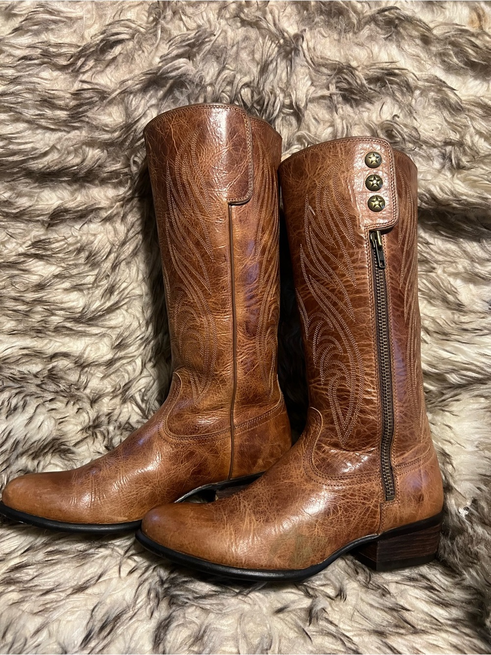 Ariat Women's Tan Brown Over-the-Knee Leather Boots with Side Zip Sz 8 B - Picture 7 of 16